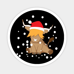 Cute highland cow christmas t shirt snow Magnet